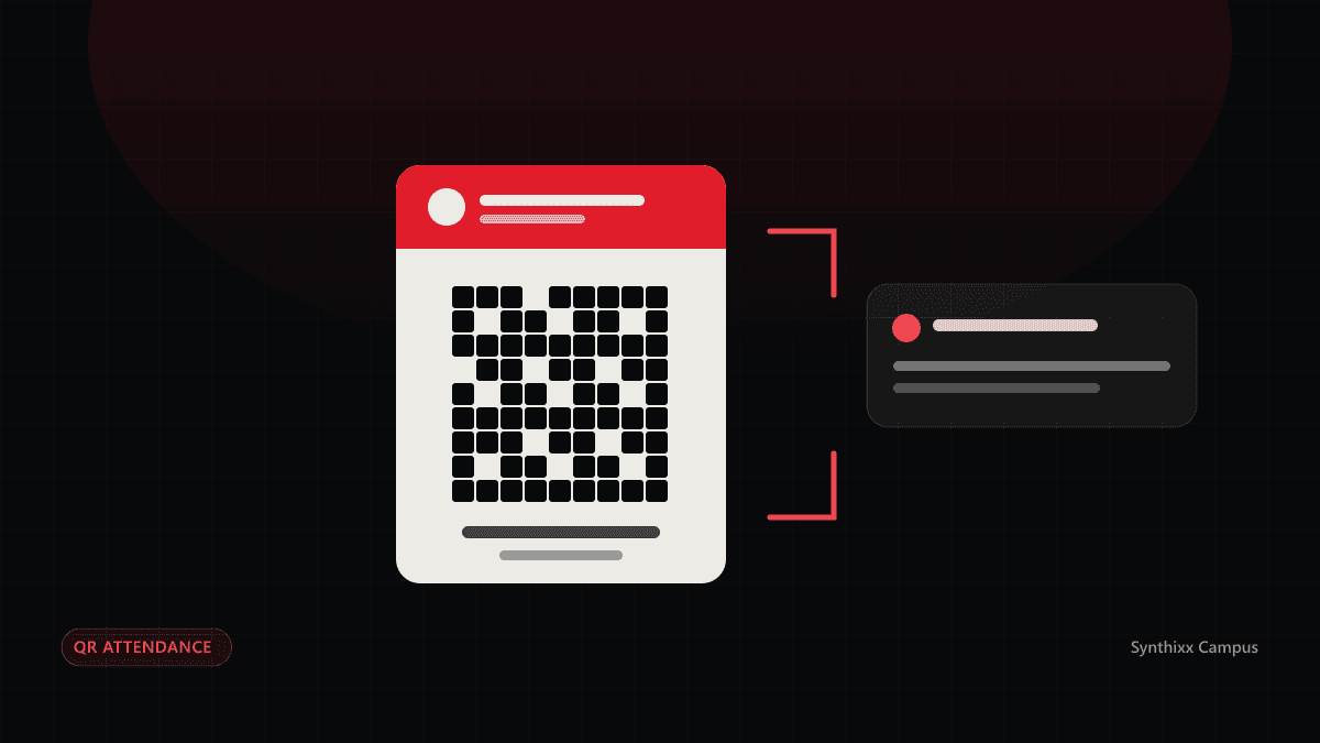 A student ID card with a QR code being scanned at a school gate